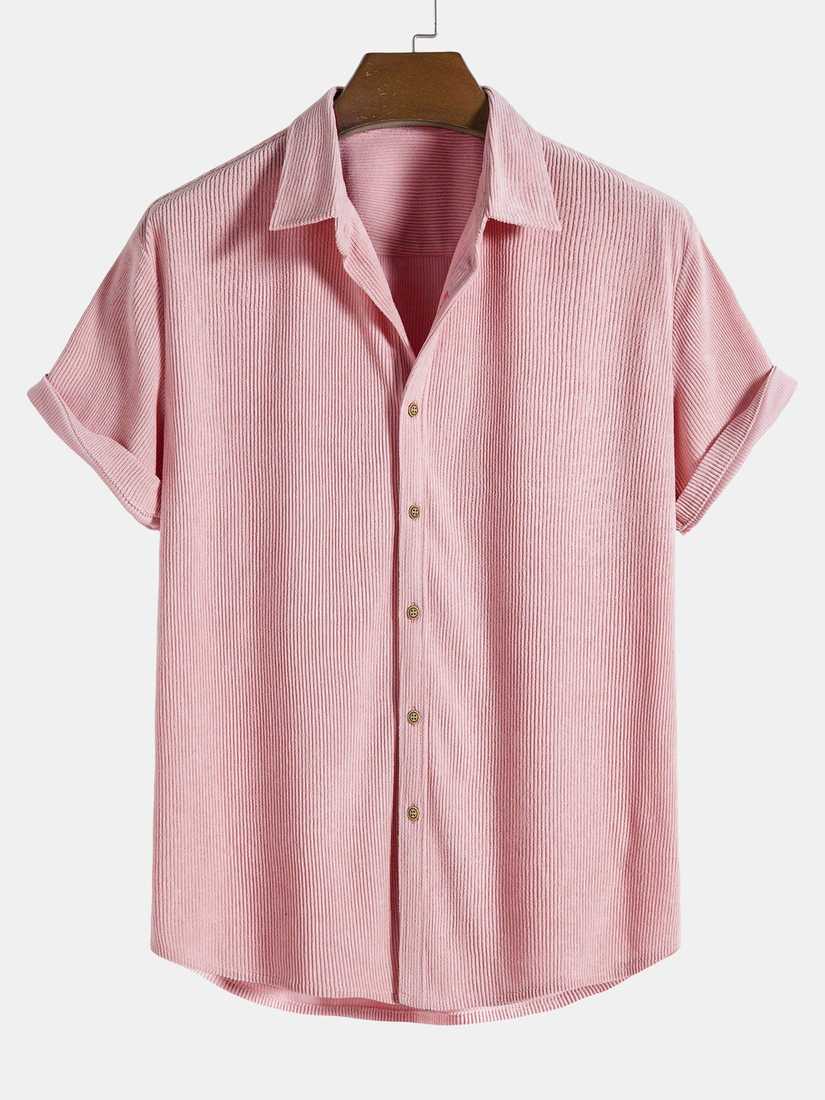 Camisa y pantalones cortos de pana con botones y mangas cortas