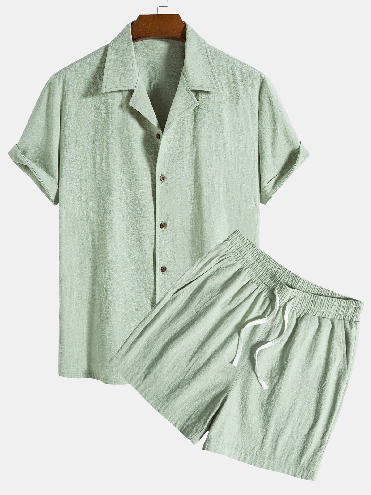 Camisa Revere de algodón texturizado y pantalones cortos de 5"