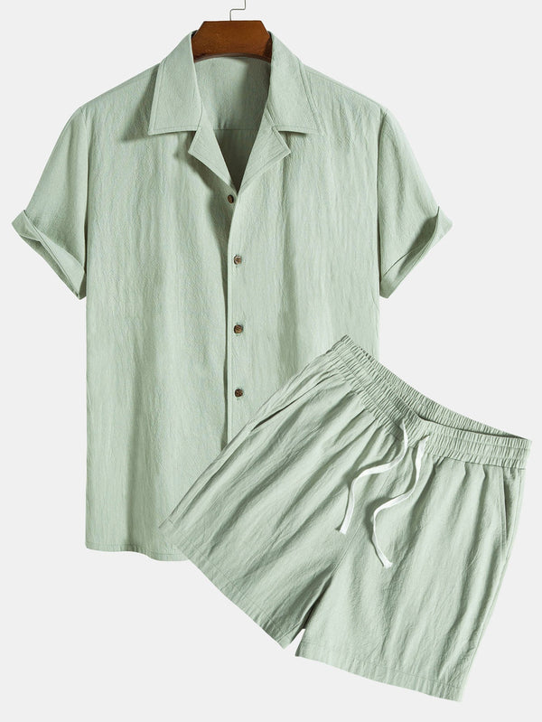 Camisa Revere de algodón texturizado y pantalones cortos de 5"