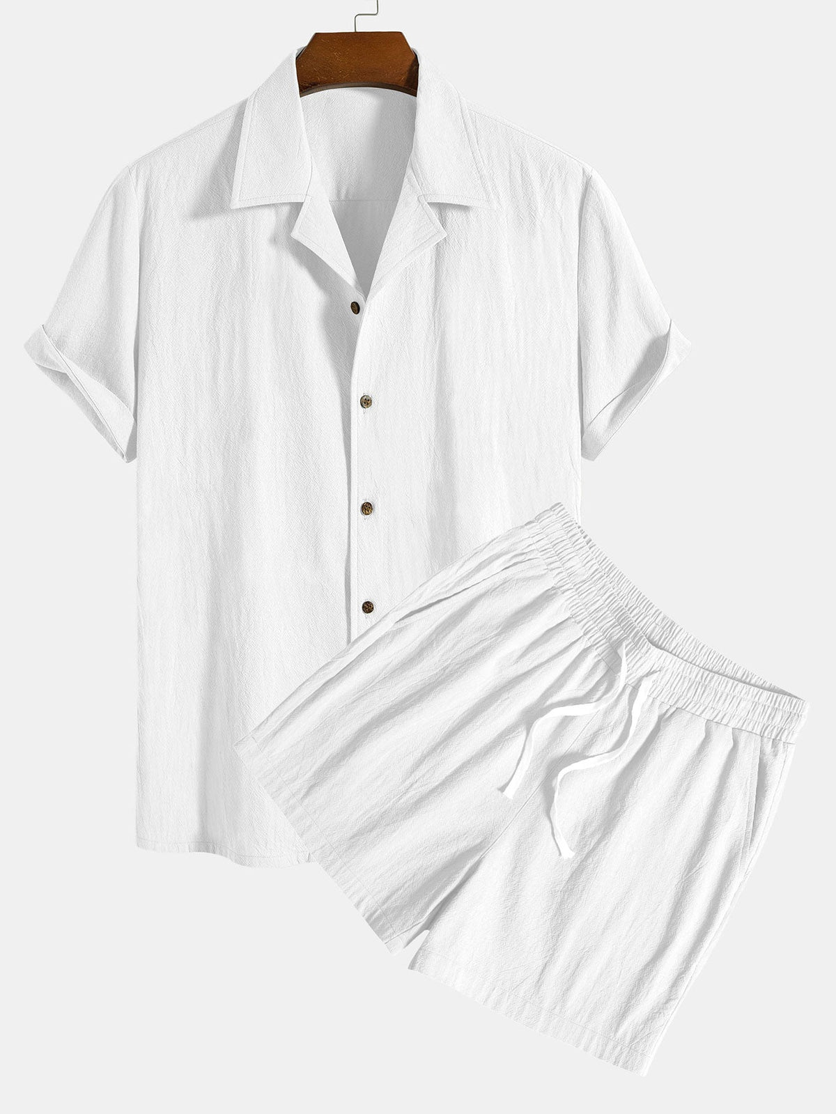 Camisa Revere de algodón texturizado y pantalones cortos de 5"