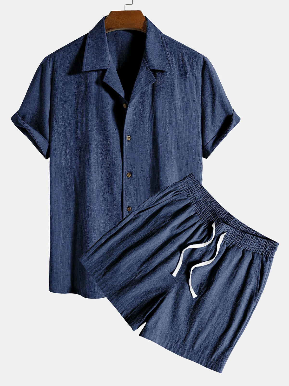 Camisa Revere de algodón texturizado y pantalones cortos de 5"