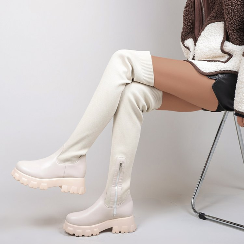 Botas elásticas de punto por encima de la rodilla