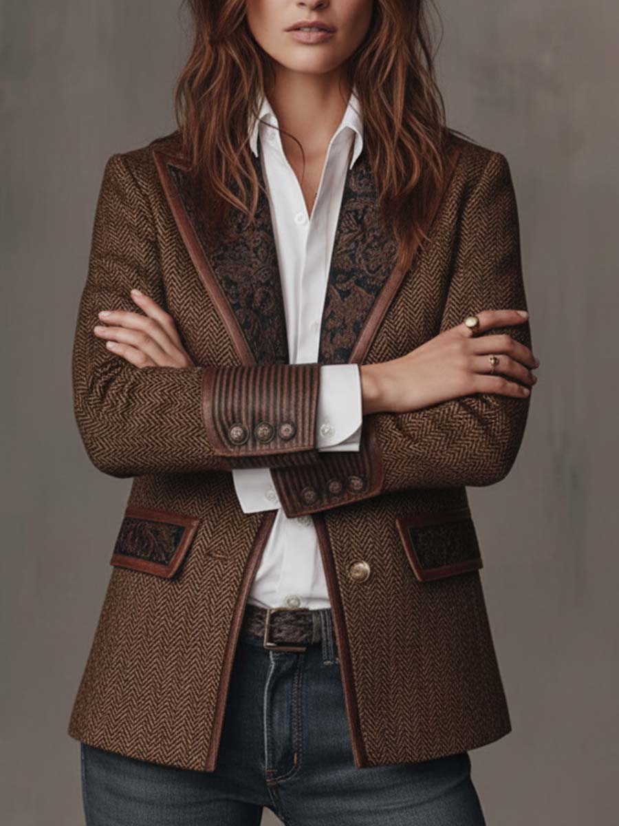 Blazer con canesú y estampado de espiga Gisèle