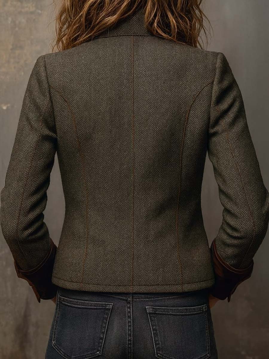 Blazer vintage de espiga con ribetes en contraste Honorine