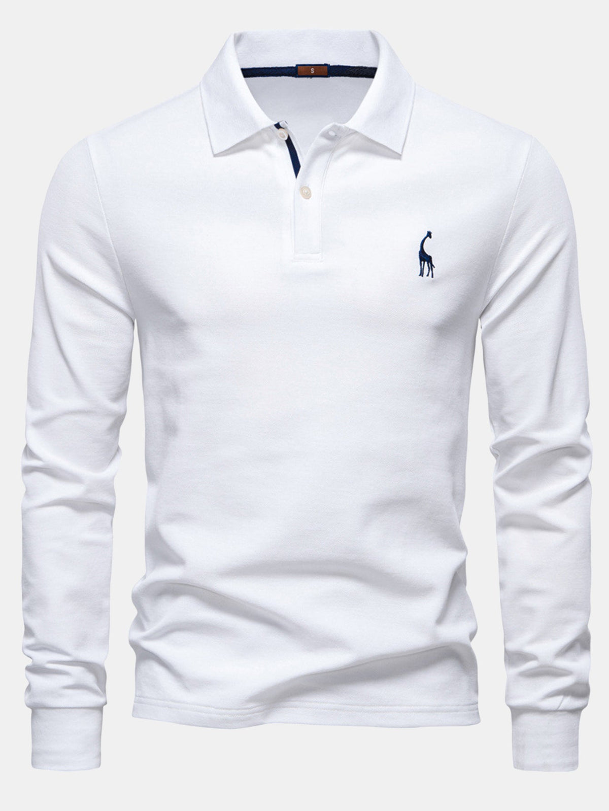 Polo de manga larga con bordado de jirafa
