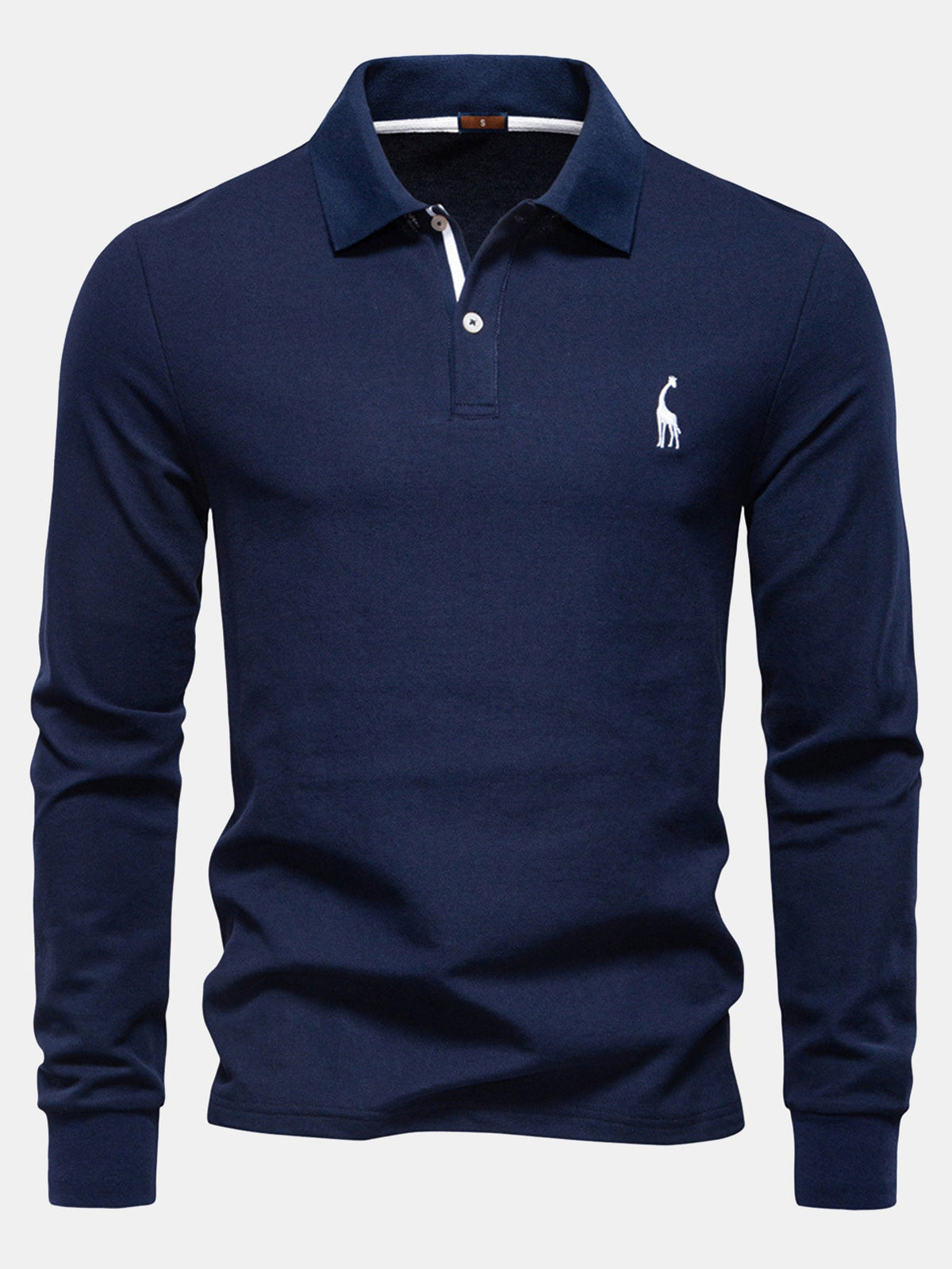 Polo de manga larga con bordado de jirafa