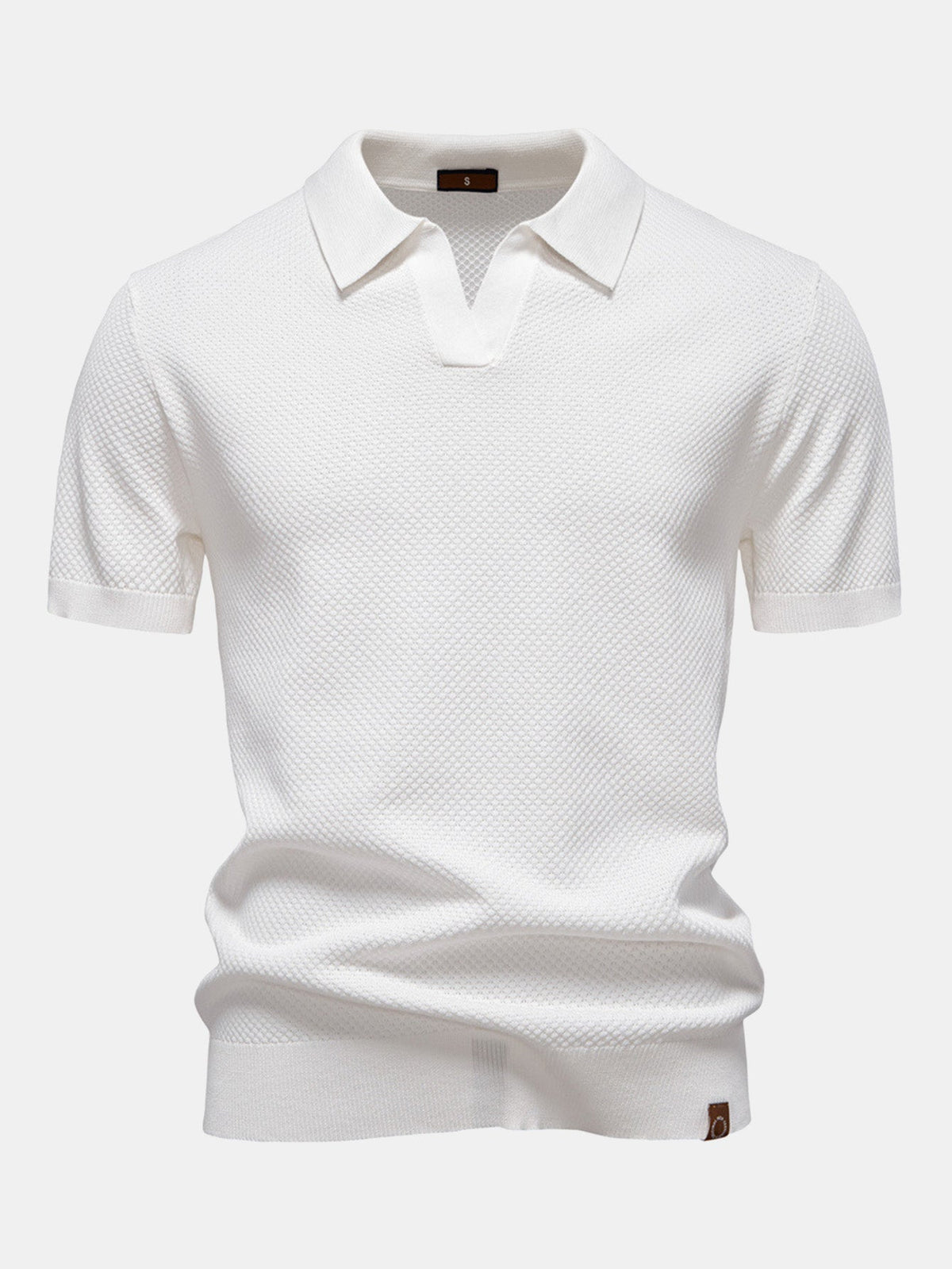 Polo de punto con textura de piña y cuello en V