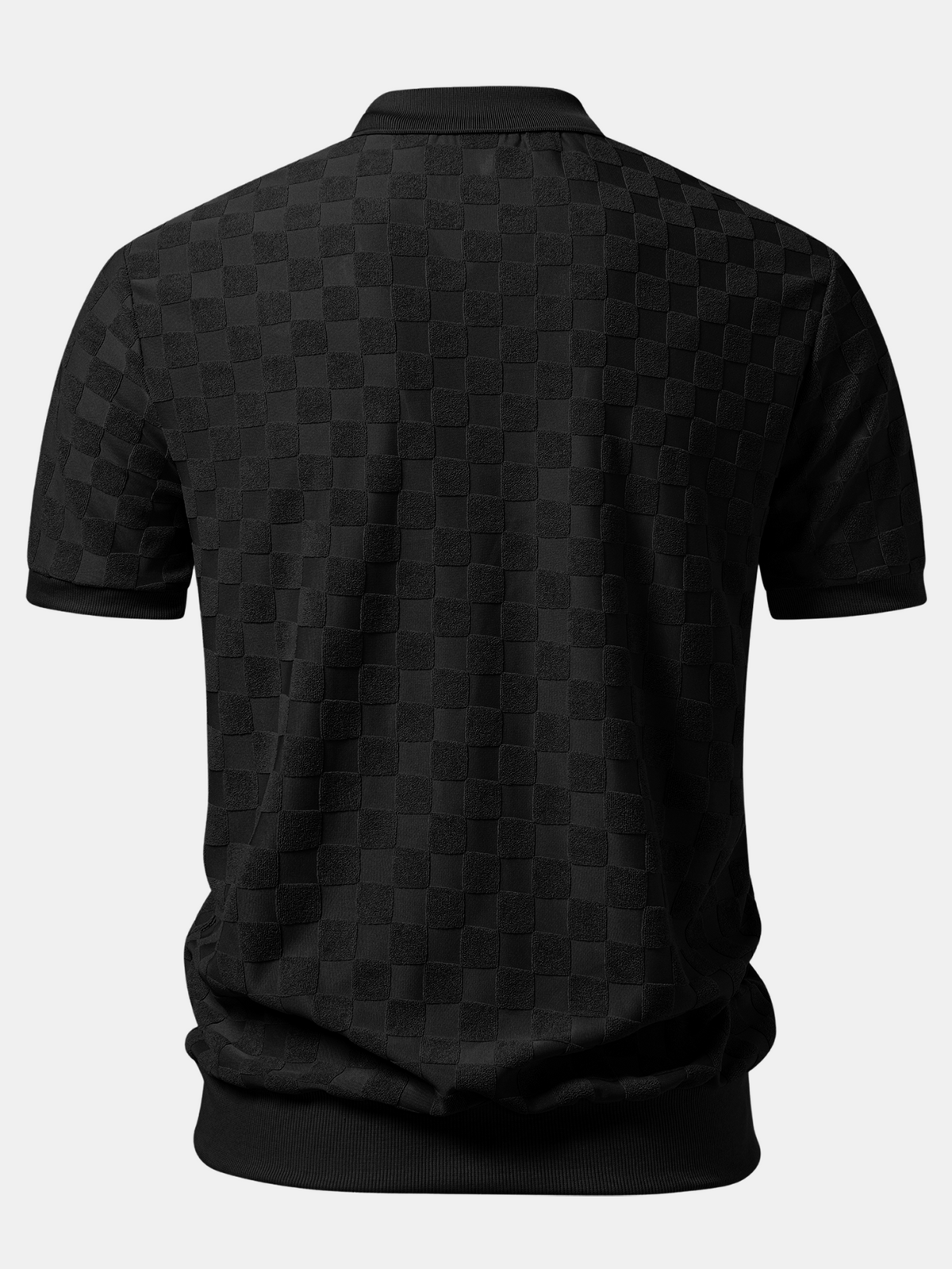 Polo de punto con cuello en V y tablero de ajedrez