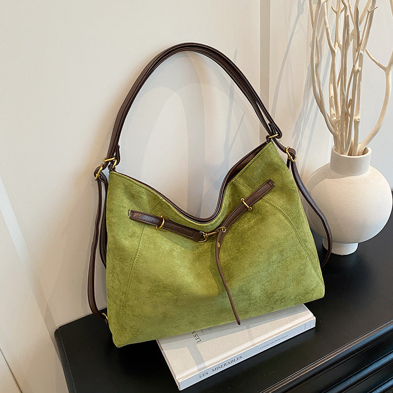 Bolso tote de ante vintage para hombro y bandolera