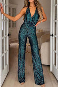Mono de fiesta con lentejuelas y cuello halter