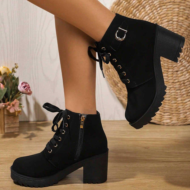 Botines con cordones y tacón ancho (modelo 2)