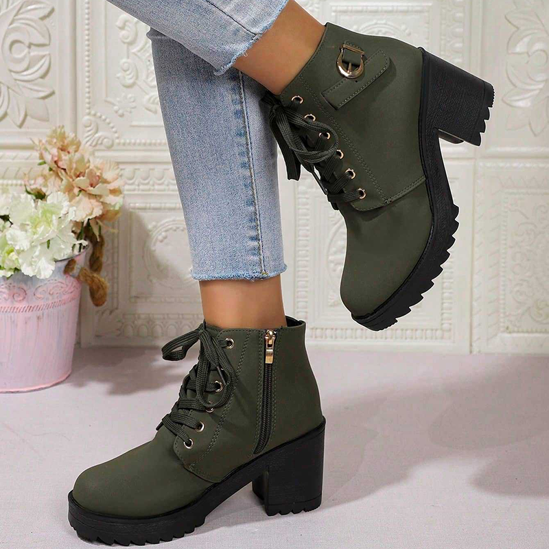 Botines con cordones y tacón ancho (modelo 2)