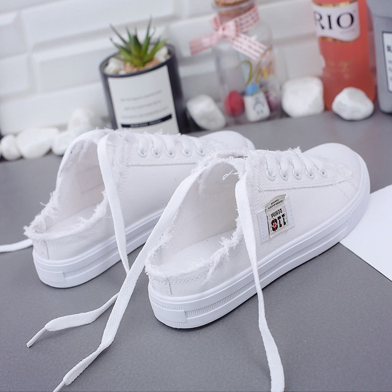 Zapatillas de lona sin cordones con bordes desflecados