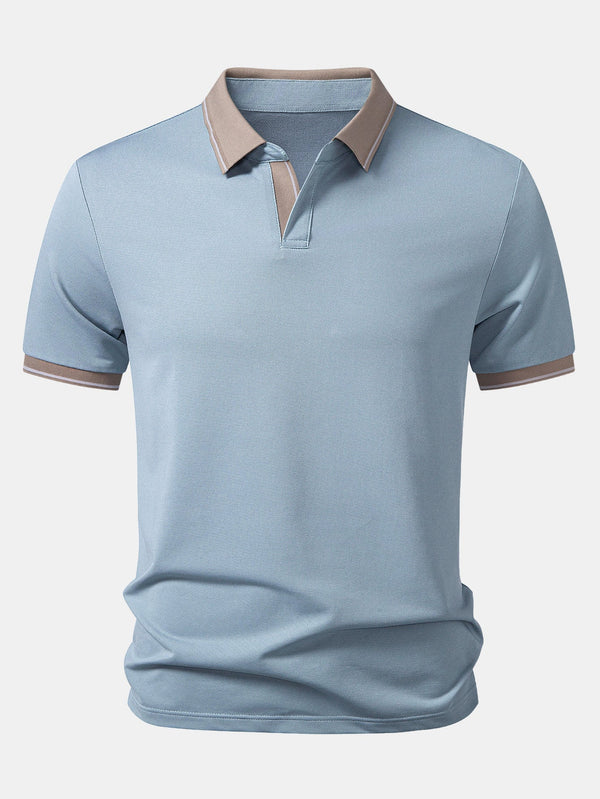 Polo con cuello Johnny y ribete en contraste