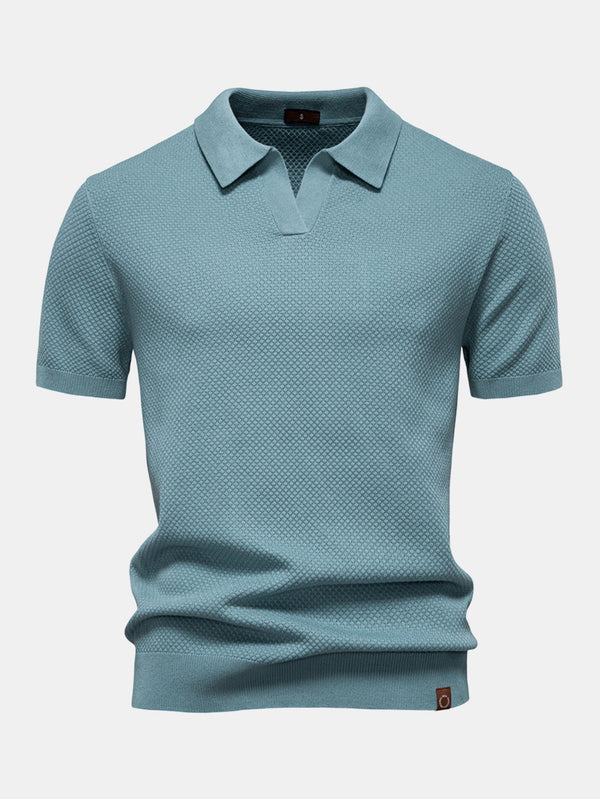 Polo de punto con textura de piña y cuello en V