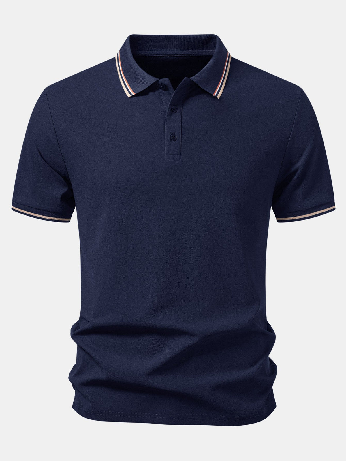 Polo piqué con ribete a rayas de contraste
