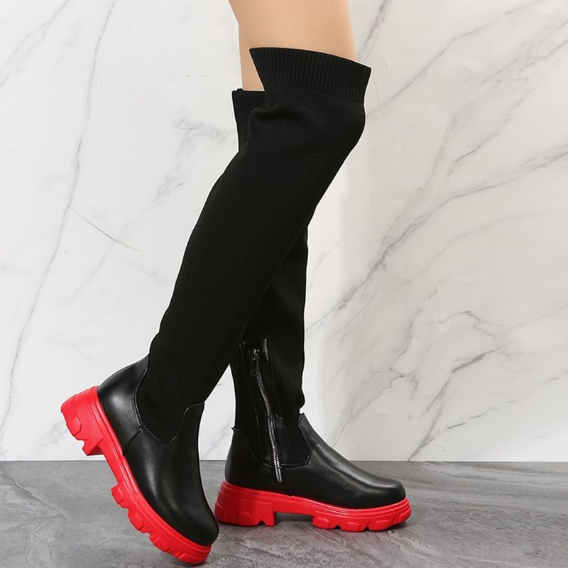Botas elásticas de punto por encima de la rodilla