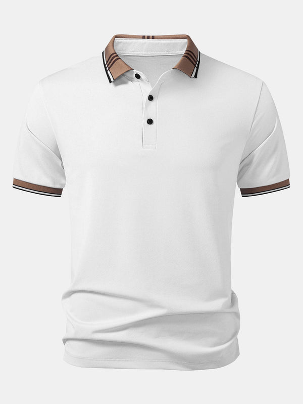 Polo con cuello a rayas en contraste