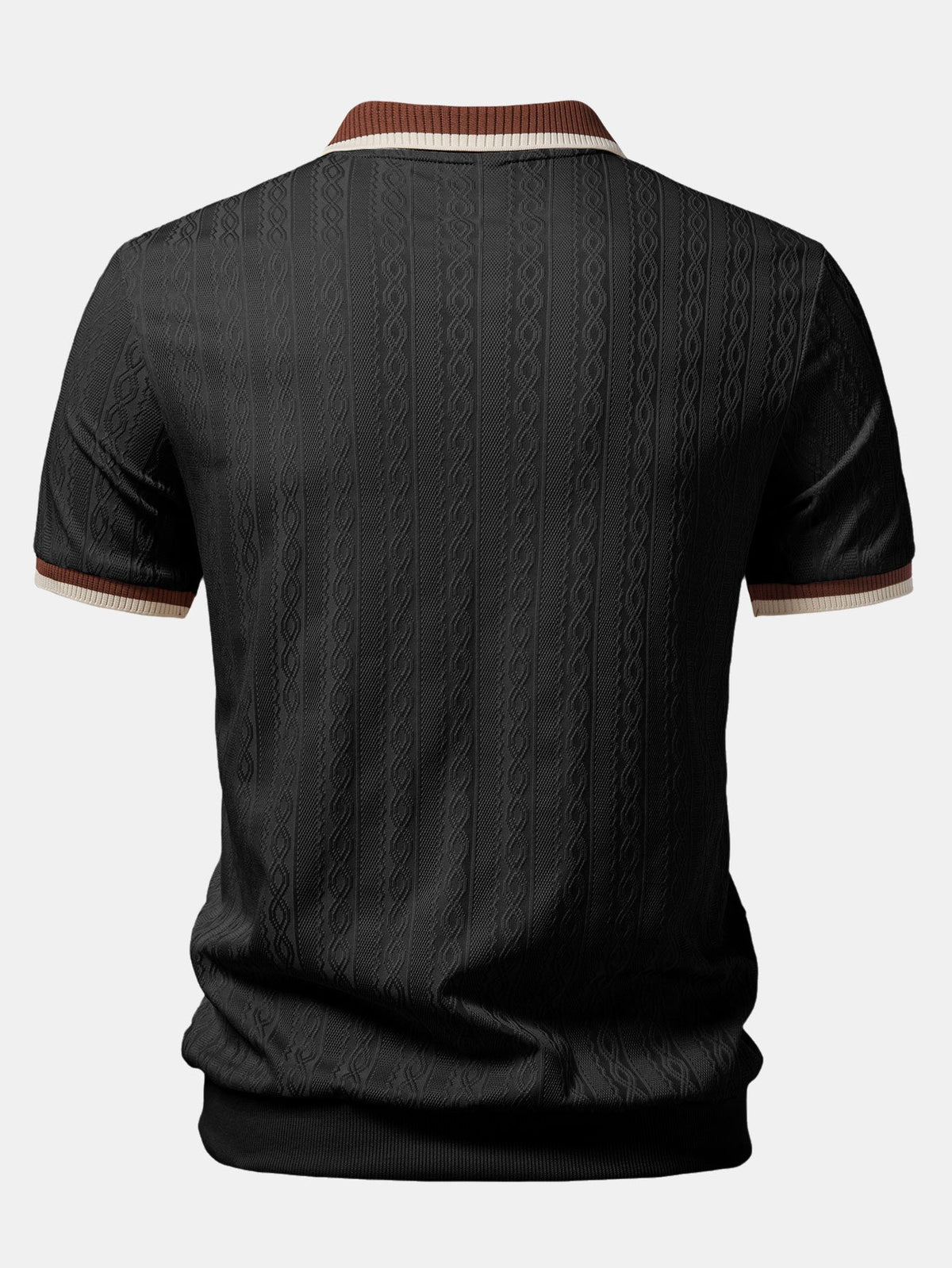 Polo de punto con cremallera texturizada y ribete de contraste