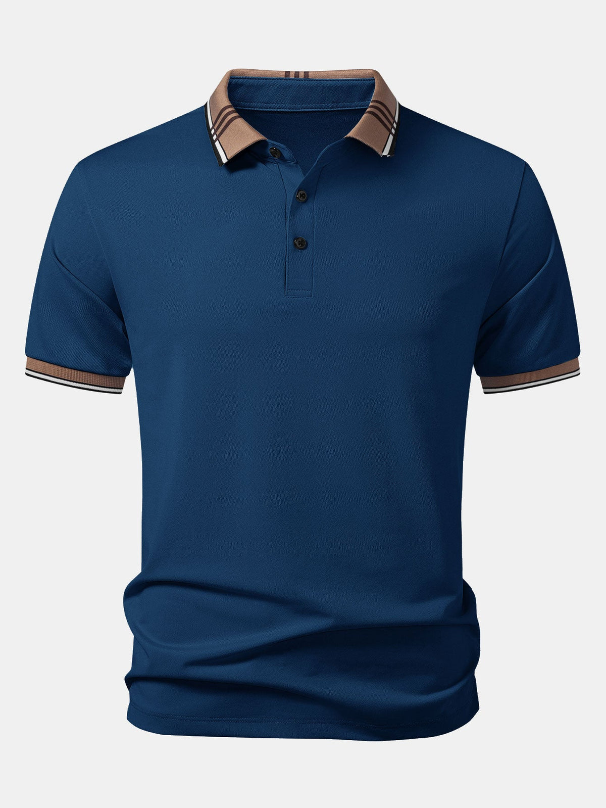 Polo con cuello a rayas en contraste