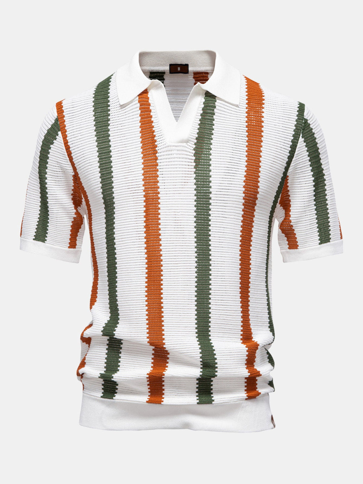 Polo de punto con cuello en V a rayas
