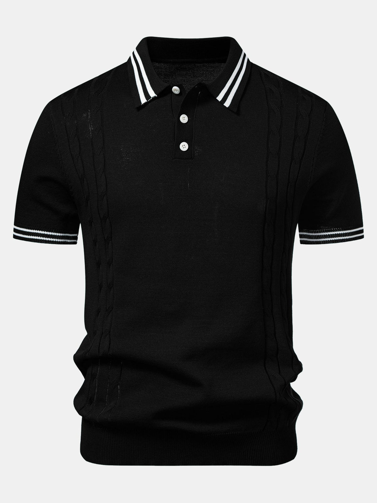 Polo de Punto Jacquard Torcido con Ribete de Contraste