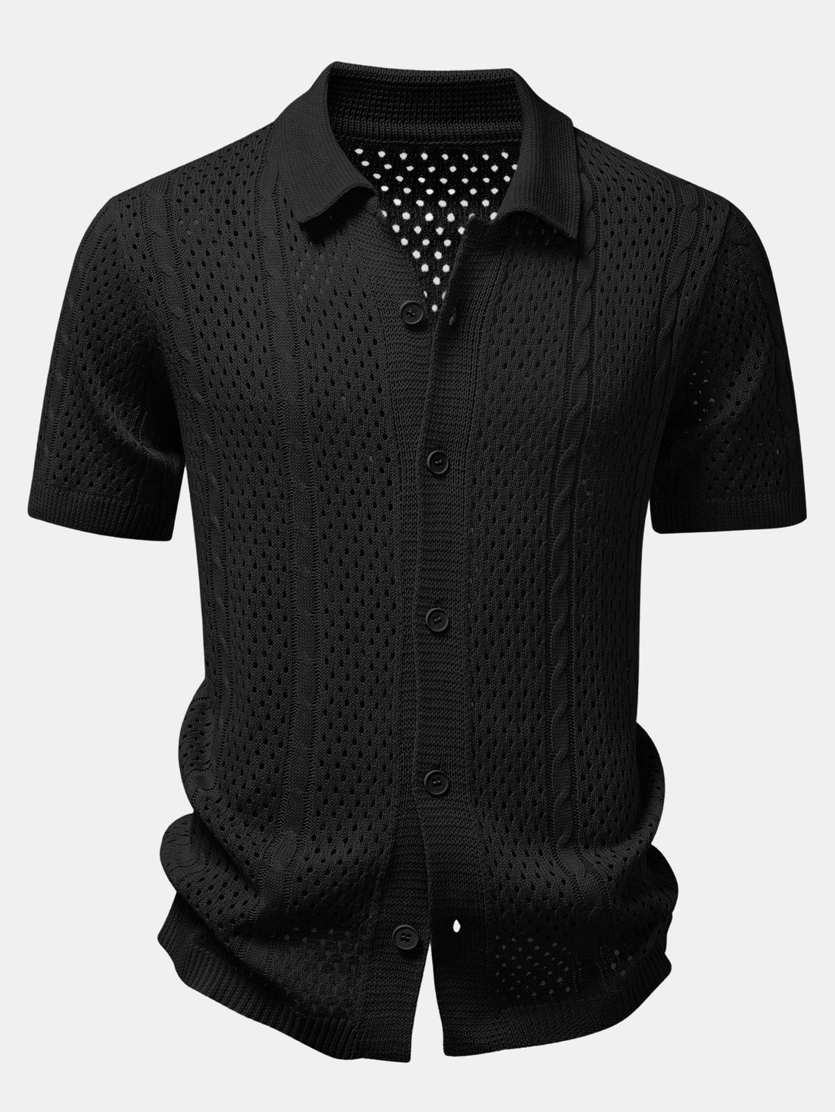 Camisa de punto abierta y pantalones de lino de pierna recta
