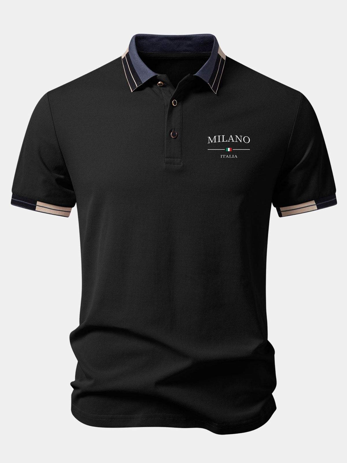 Polo con ribete de contraste y estampado de Milán