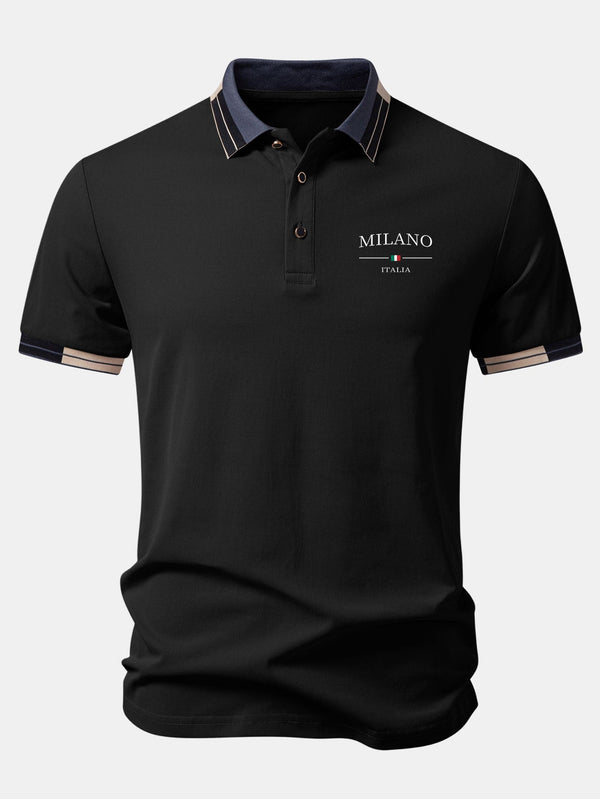 Polo con ribete de contraste y estampado de Milán