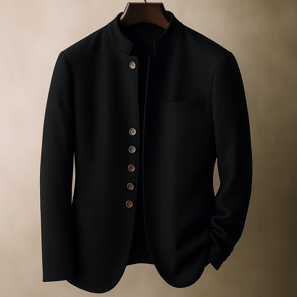 Matteo - Chaqueta de lana con cuello Mao