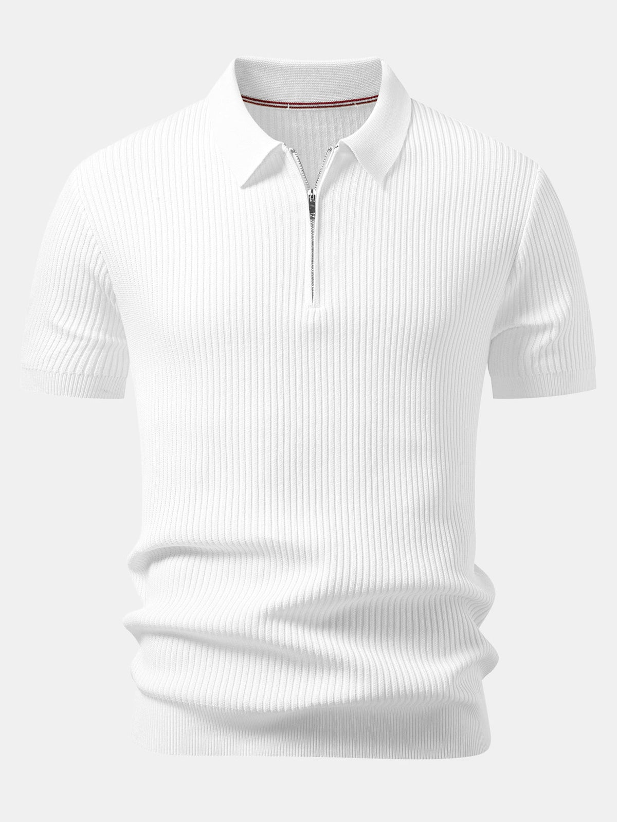 Polo de punto con cremallera y canalé