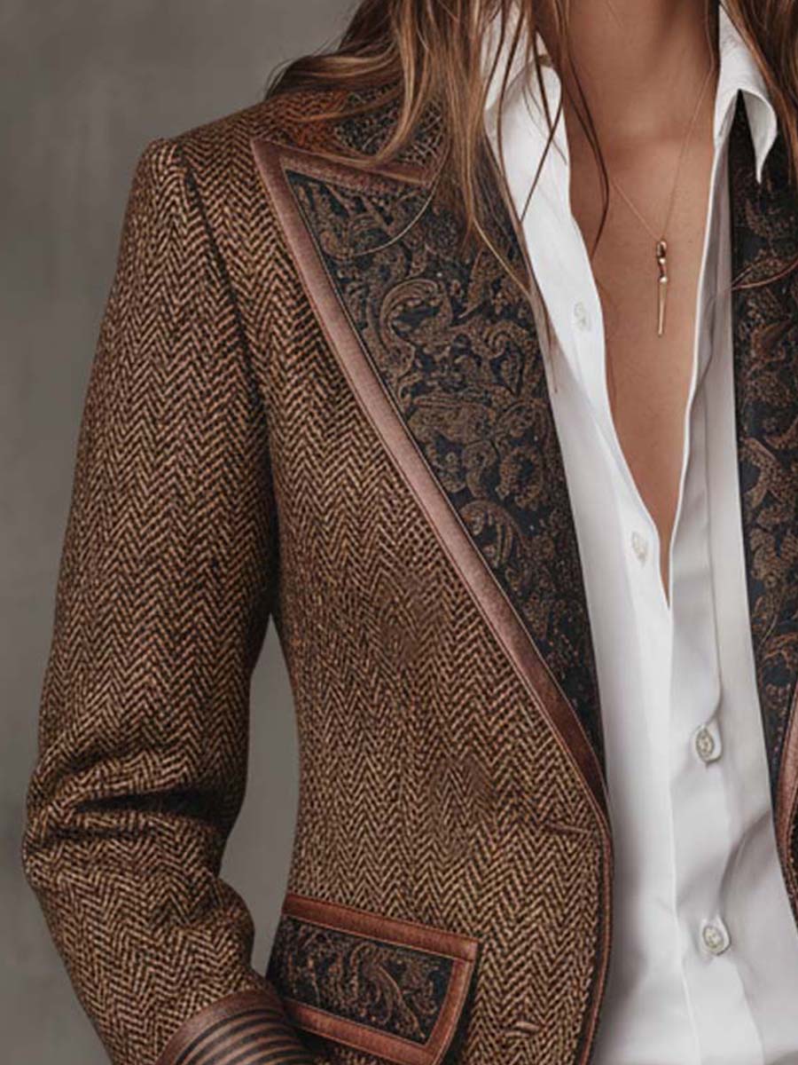 Blazer con canesú y estampado de espiga Gisèle