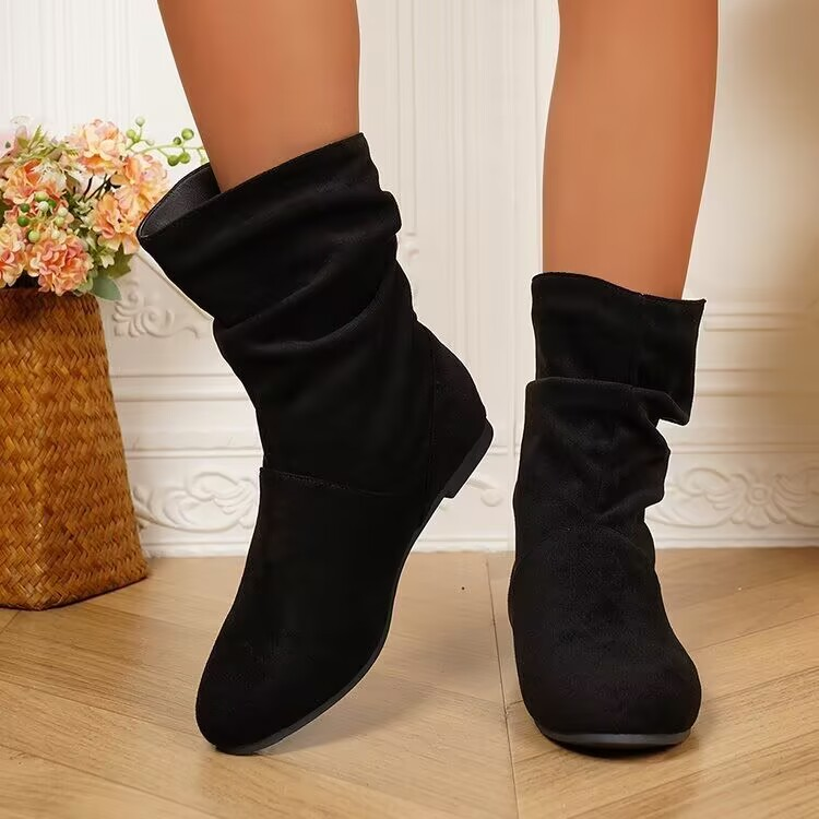 Botines planos fruncidos casual