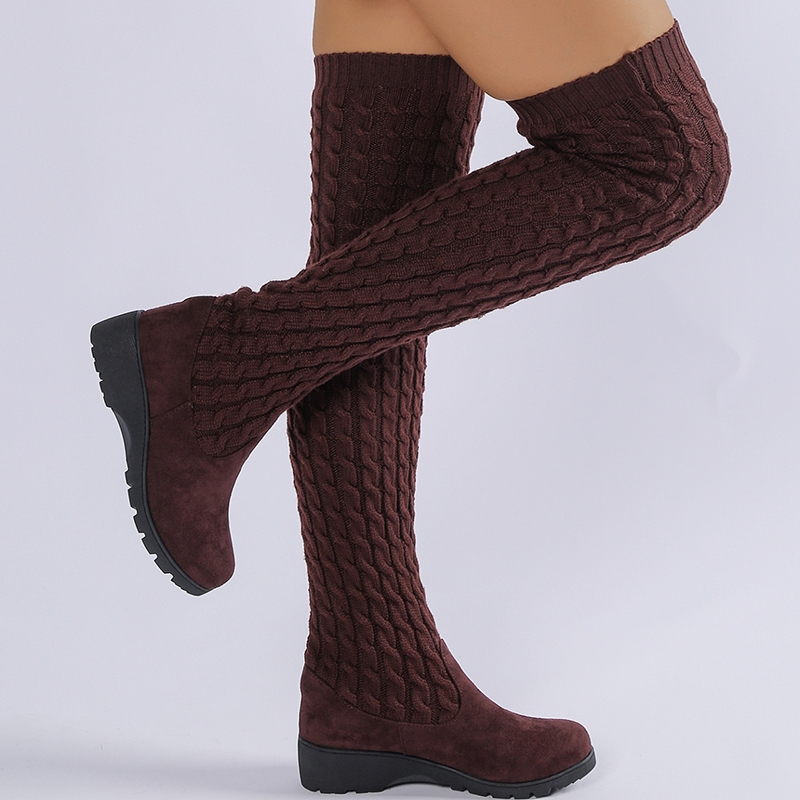Botas calcetín elásticas de punto por encima de la rodilla
