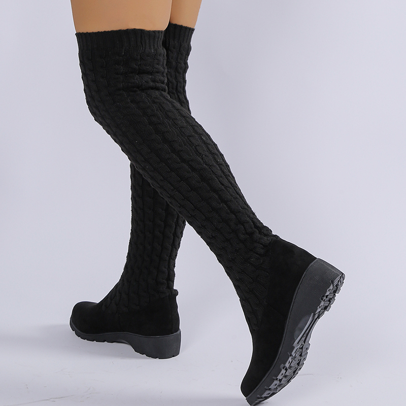 Botas calcetín elásticas de punto por encima de la rodilla