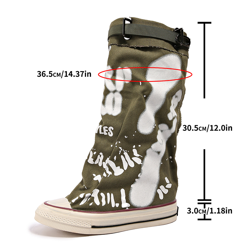 Botas de lona plegables con estampado grafiti hasta media pierna