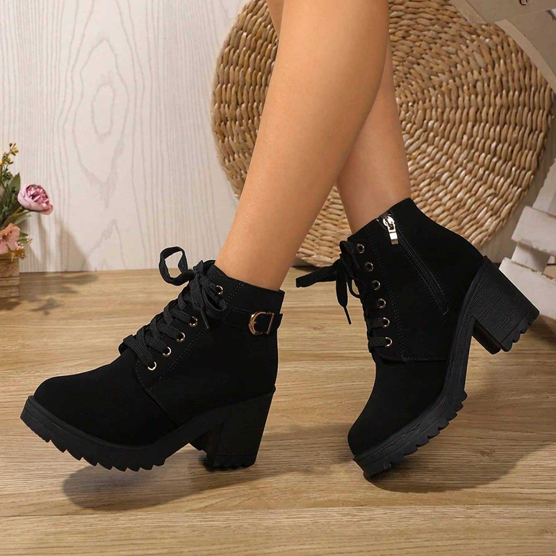 Botines con cordones y tacón ancho (modelo 2)