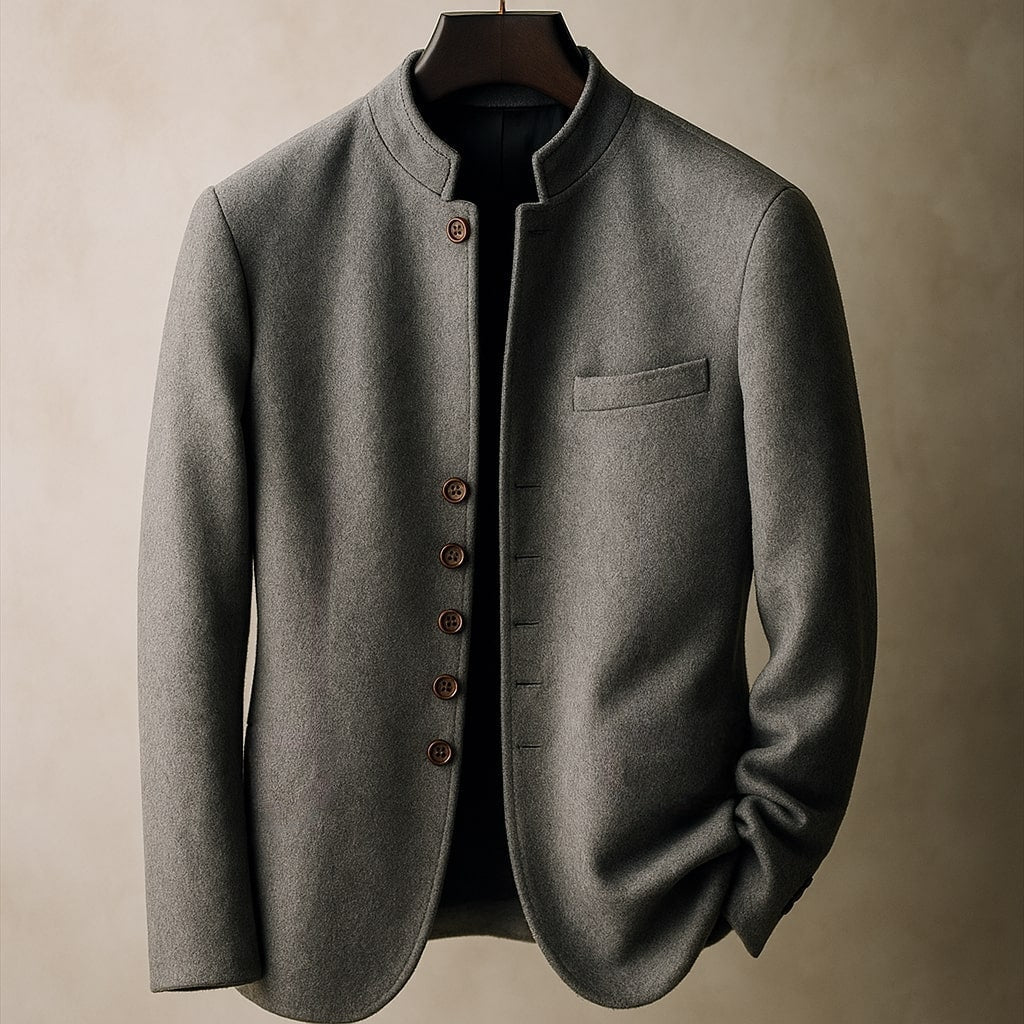 Matteo - Chaqueta de lana con cuello Mao