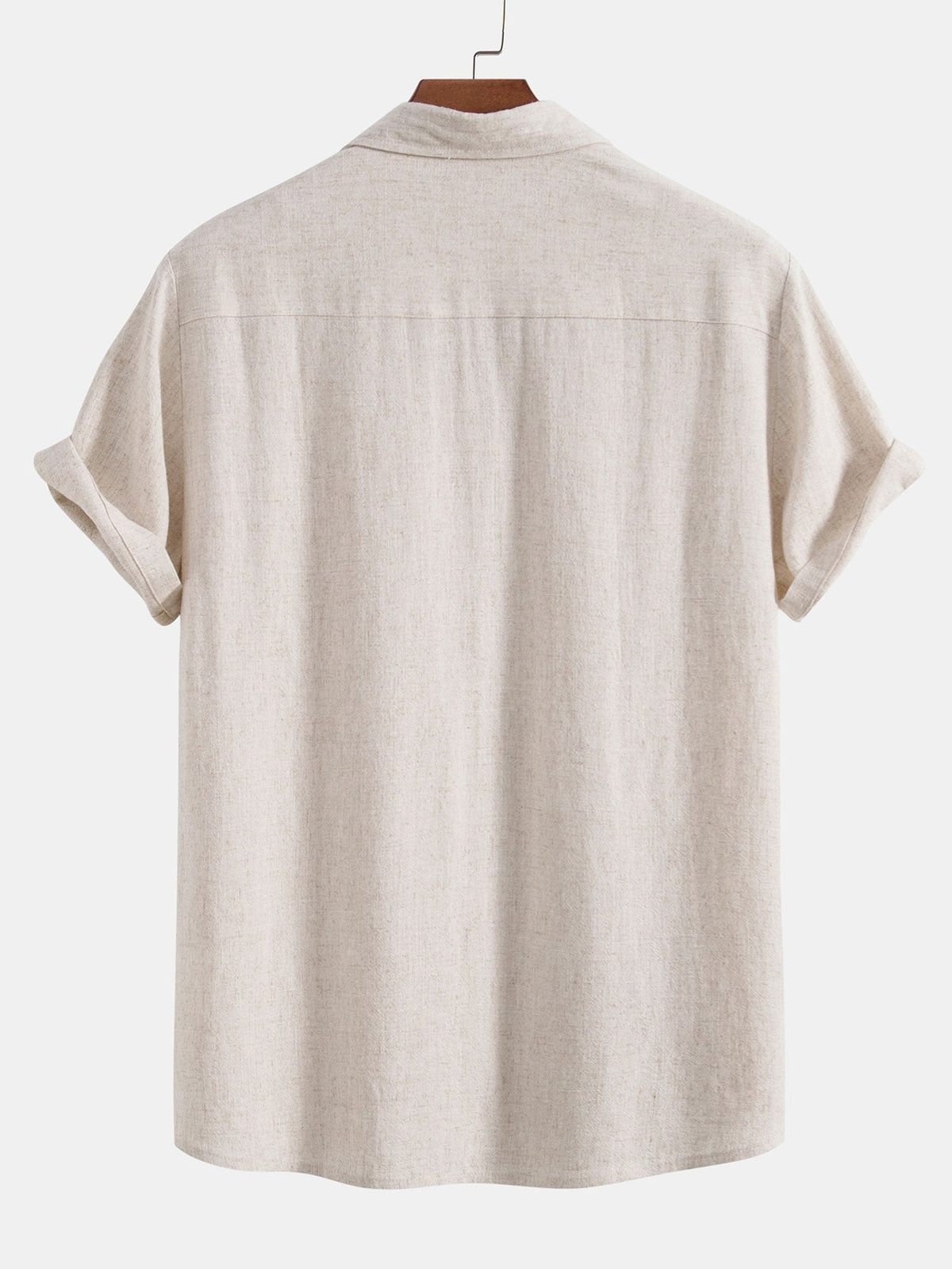 Camisa de Botones de Mezcla de Lino y Rayón & Pantalones cortos con Cordón de 5" con Textura Arrugada