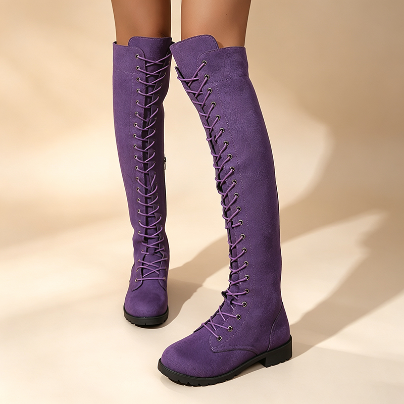 Botas por encima de la rodilla con cordones y cremallera lateral