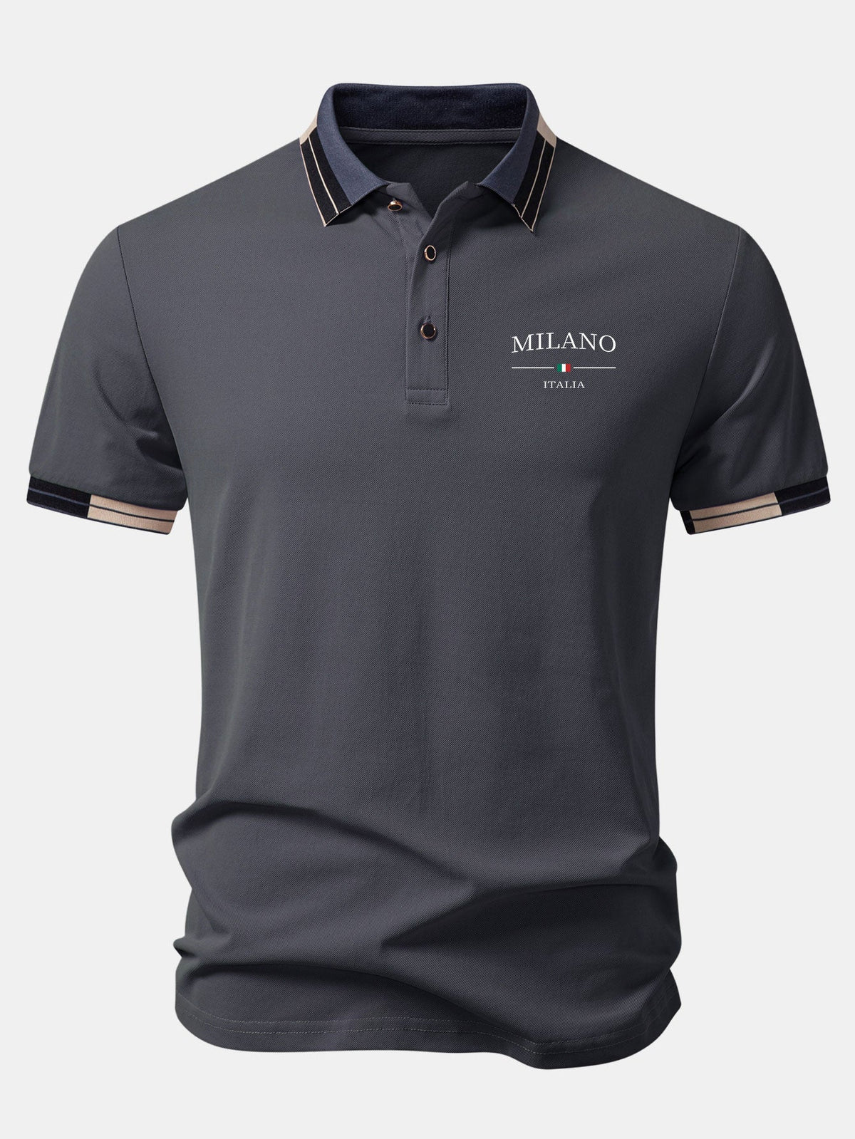 Polo con ribete de contraste y estampado de Milán