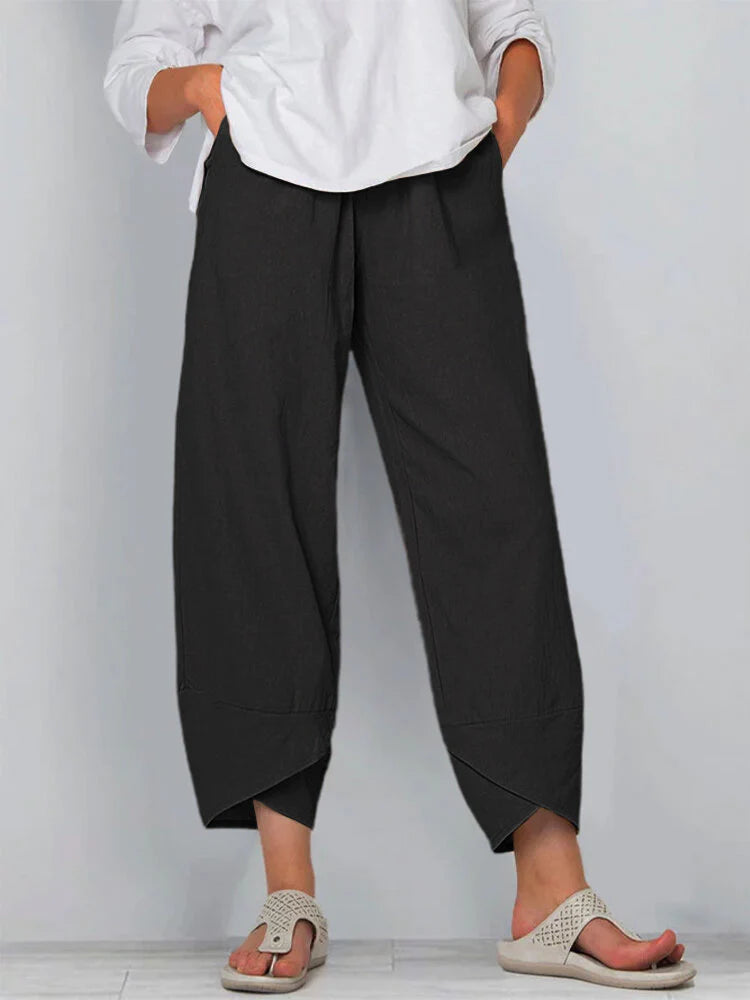 Pantalón casual liso de pernera ajustada al tobillo