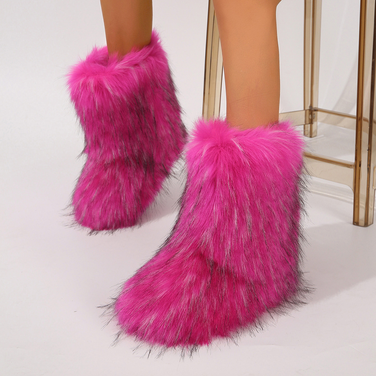 Botas gruesas de felpa degradada hasta media pierna