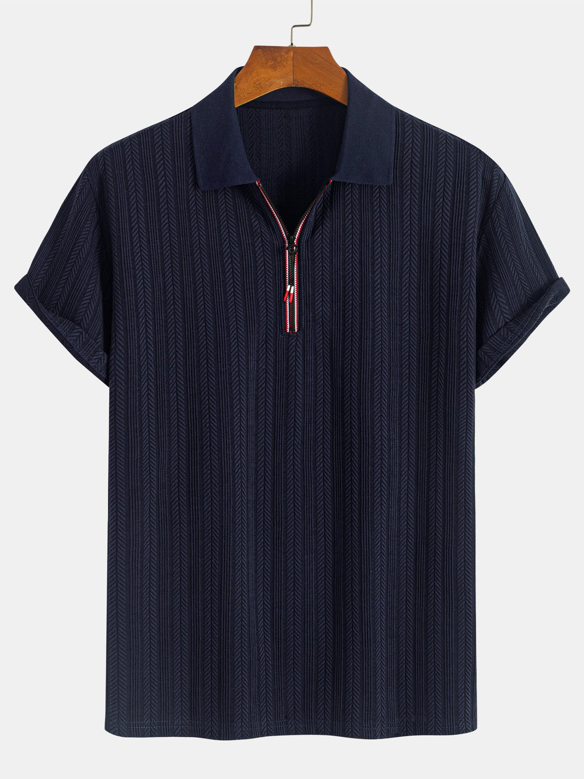 Polo con cremallera texturizada
