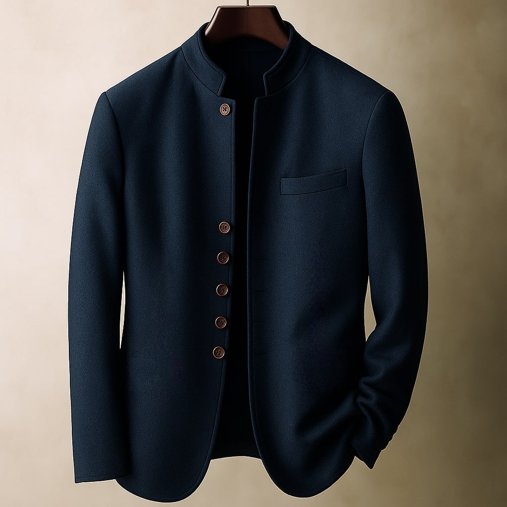 Matteo - Chaqueta de lana con cuello Mao