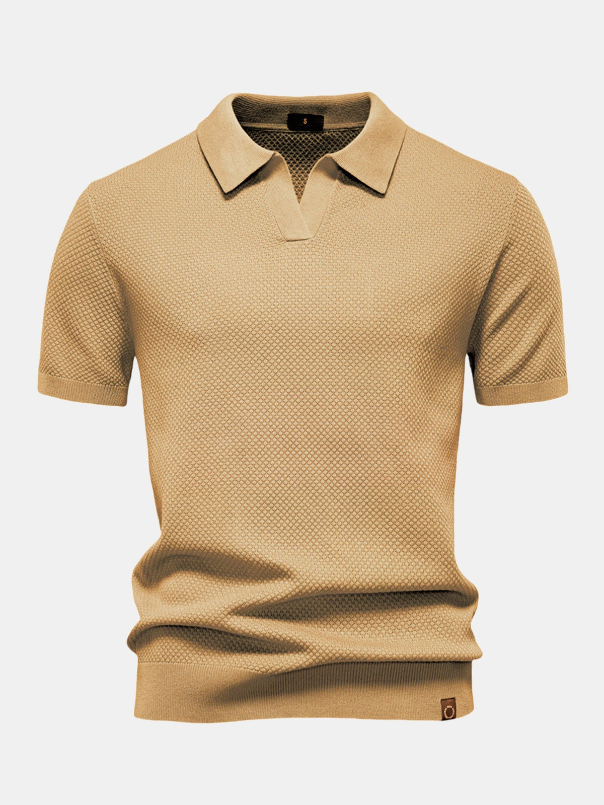 Polo de punto con textura de piña y cuello en V