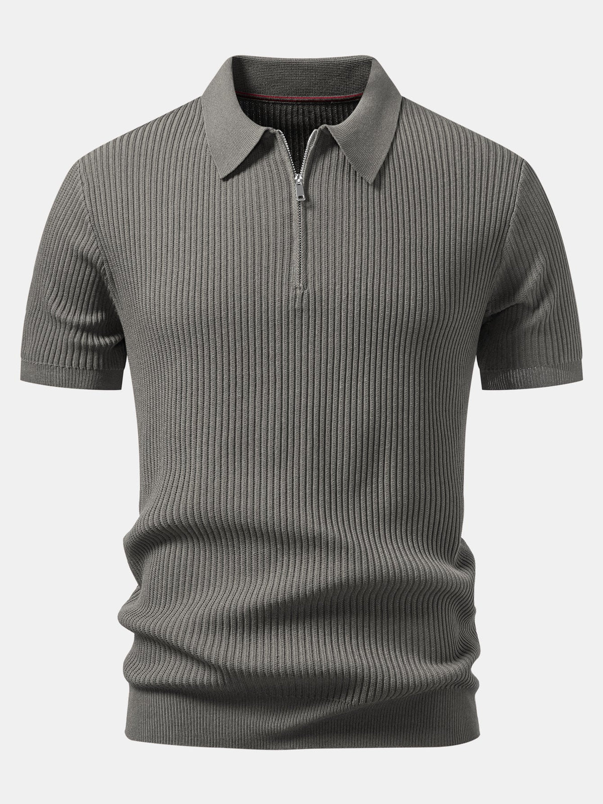 Polo de punto con cremallera y canalé