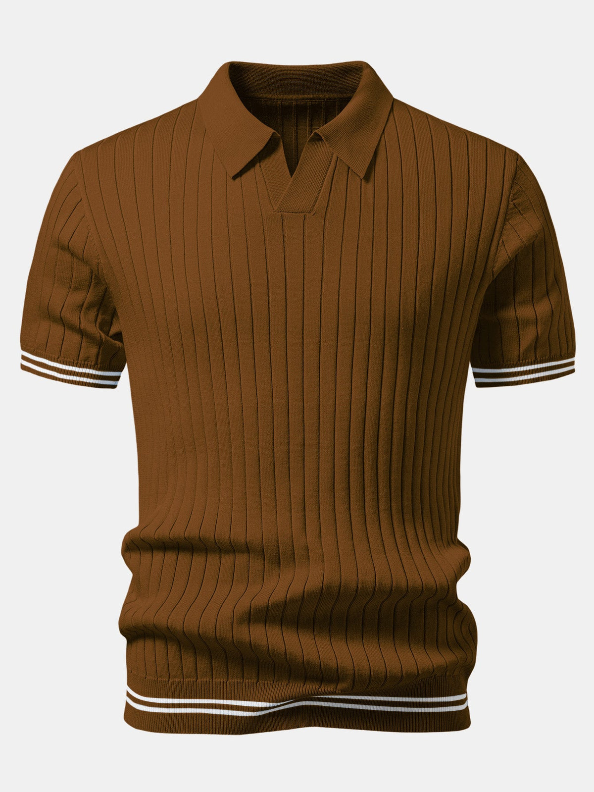 Polo de punto con cuello Johnny y ribete en contraste