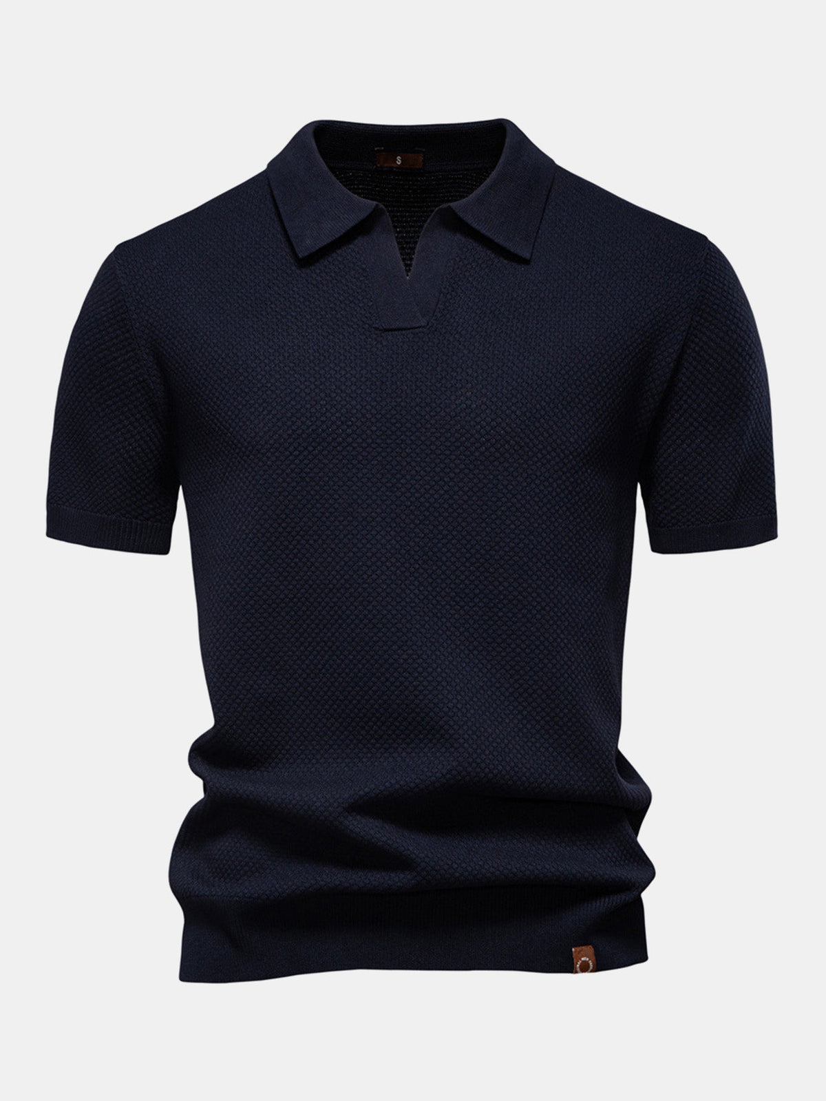 Polo de punto con textura de piña y cuello en V