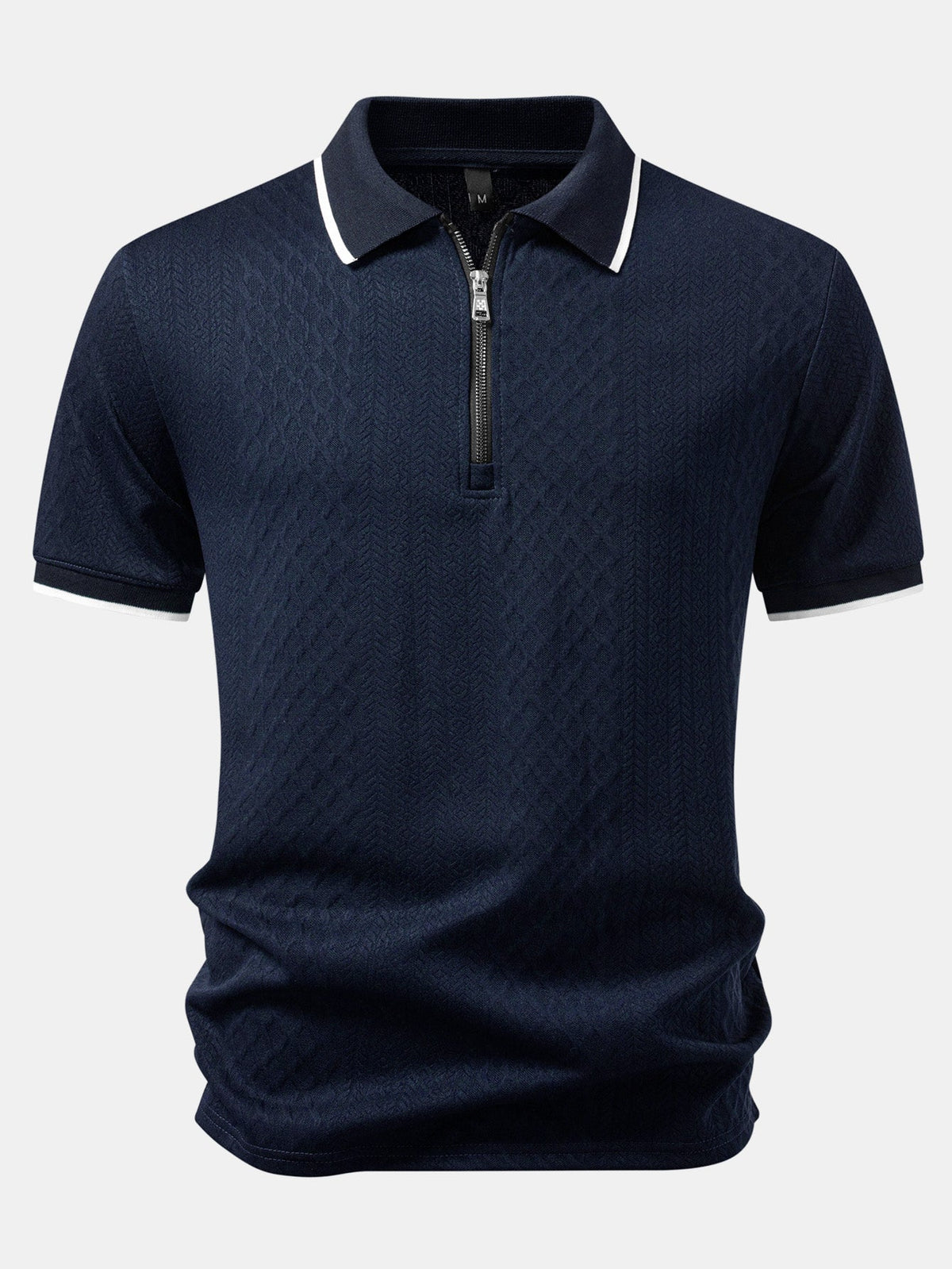 Polo de jacquard geométrico con cremallera